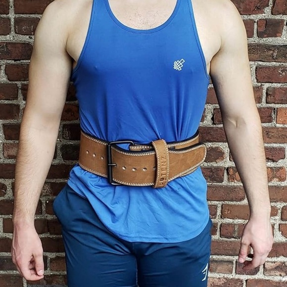 Potenza Weight Lifting Belt Brown Leather For Gym Lifting Small Waist 24-32” - Picture 15 of 15